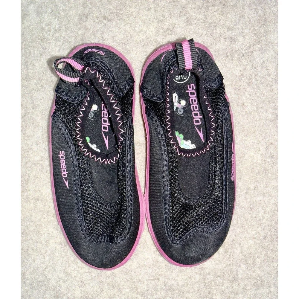 Speedo Toddler Size Large Girls Black Pink Water Shoes Rubber Bottom